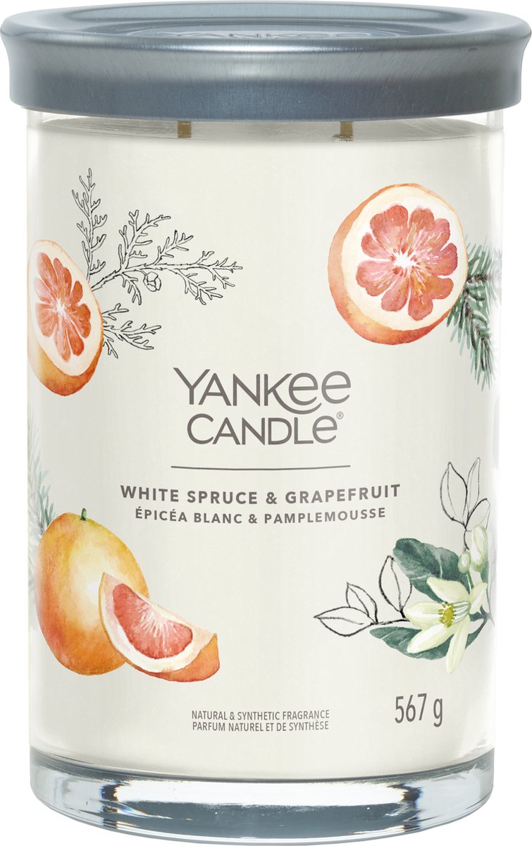 Yankee Candle White Spruce & Grapefruit Large Tumbler Geurkaars - 100 branduren - twee lonten Wit