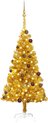 vidaXL - Kunstkerstboom - met - verlichting - en - kerstballen - 120 - cm - PET - goud