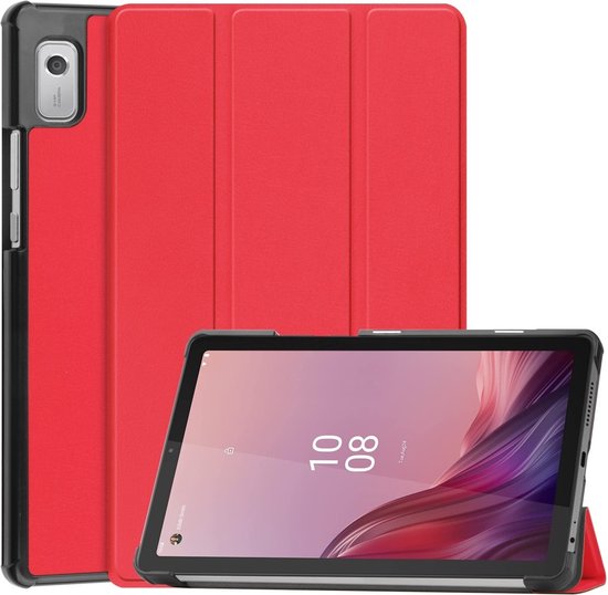 Lunso - Convient pour Lenovo Tab M9 (9 pouces) - Couverture de Bookcase à trois volets - Rouge