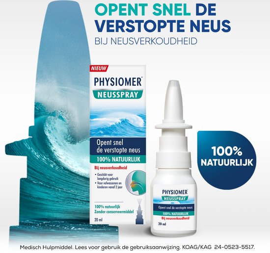 Physiomer 100% natuurlijk - Neusspray bij neusverkoudheid - 20 ml
