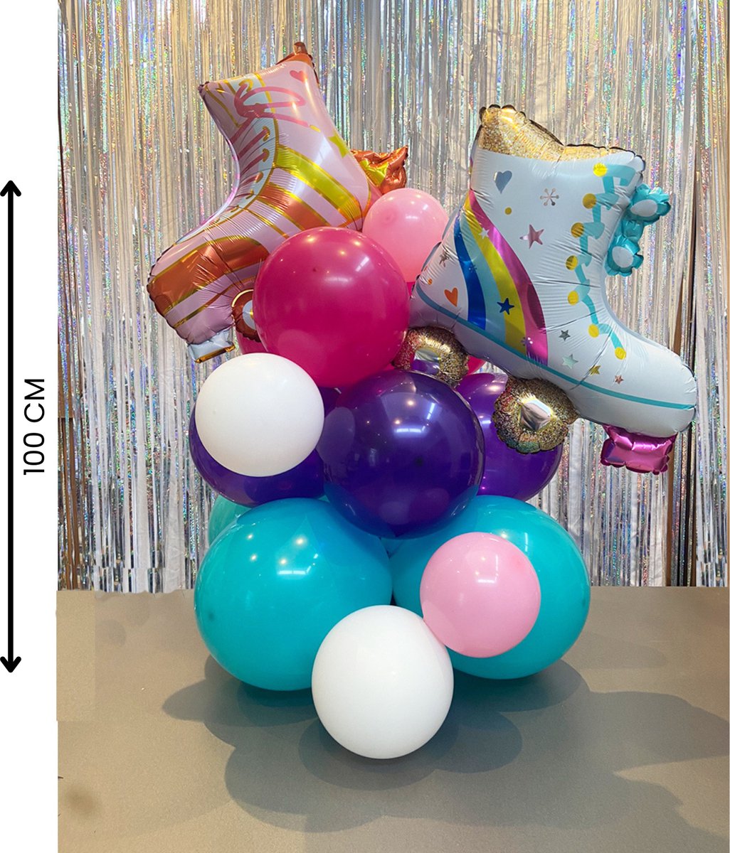 My Theme Party - 1 set rollerskate ballon kit - Disco paars & roze ballon kit - Ballonnen feestdecoratie