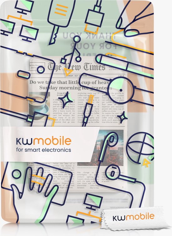 kwmobile e-reader hoesje geschikt voor Kobo Clara 2E hoes - E reader flip case met magnetische sluiting - Ereader cover - design in meerkleurig / zwart / zand van Merkloos — afbeelding 2