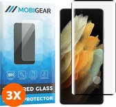 Mobigear Screenprotector geschikt voor Samsung Galaxy S21 Ultra Glazen | Mobigear Curved Screenprotector - Case Friendly - Zwart (3-Pack)