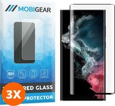 Mobigear Screenprotector geschikt voor Samsung Galaxy S22 Ultra Glazen | Mobigear Premium Screenprotector - Case Friendly - Zwart (3-Pack)