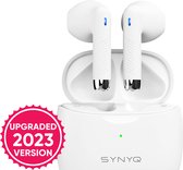 Synyq ProX Earbuds - Draadloze Oordopjes - 30 uur Afspeeltijd - IPX5 Waterdicht - Bluetooth Oortjes - Oortjes Draadloos - Geschikt voor Apple & Android - Black Friday 2023 - Wit