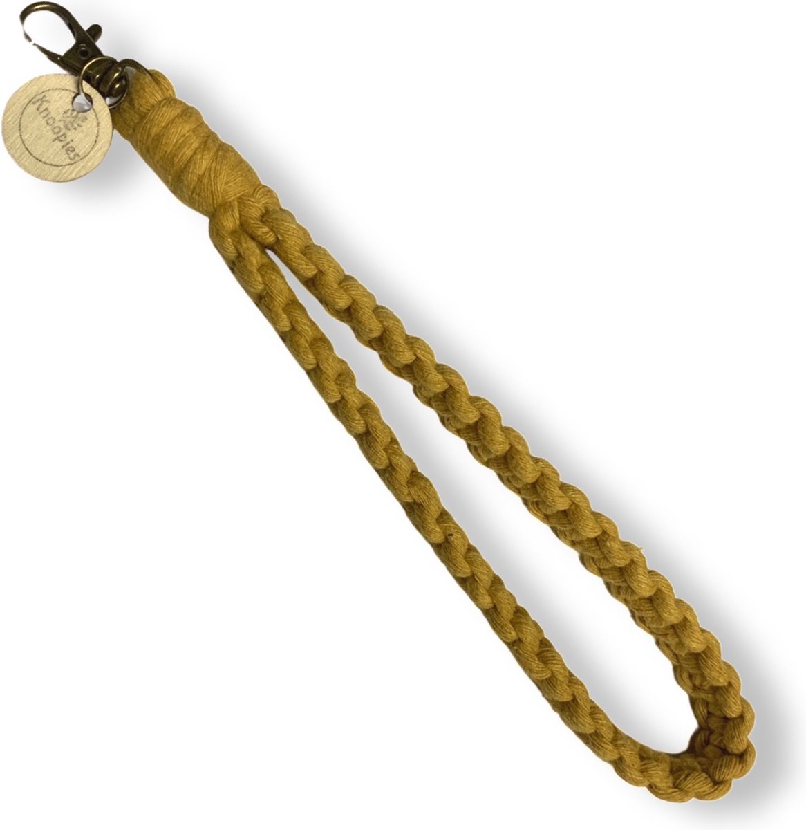 Macramé Pols Keycord - Squared - Okergeel - Katoenkoord - Prijs per Stuk - Inclusief Verzendkosten