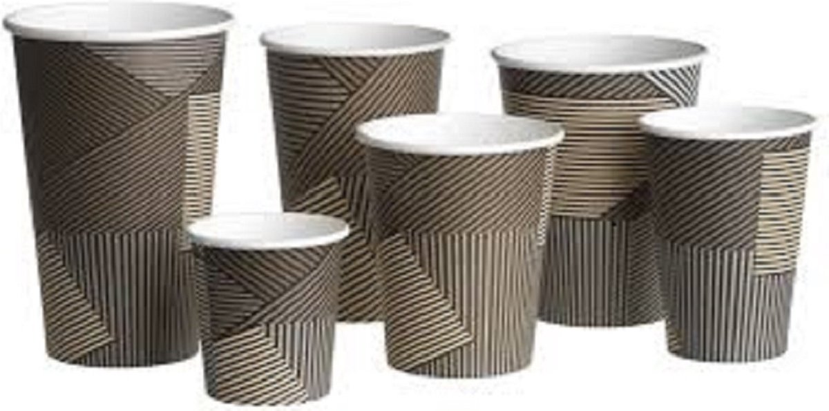 CyrusCoffee koffiebeker 36cl 50 stuks - Hot cup Lines, ABENA Gastro, 11cm, Ø9cm, 36 cl, brown, PE/paperboard, 12 oz