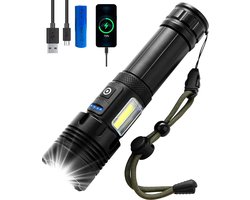 Exortus® Oplaadbare LED Zaklamp - 5000 Lumen - Duurzaam en Waterdicht - 26650 Batterij - COB Verlichting