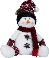 Klassiek handgemaakte sneeuwpop rood/wit met rode muts - 36(50)cm