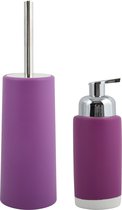 Ensemble d'accessoires de salle de bain MSV - violet - distributeur de savon et brosse WC/WC