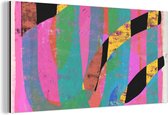 Wanddecoratie Metaal - Aluminium Schilderij Industrieel - Abstract - Kleuren - Roze - Groen - Kunst - 120x60 cm - Dibond - Foto op aluminium - Industriële muurdecoratie - Voor de woonkamer/slaapkamer