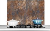 Spatscherm keuken 100x65 cm - Kookplaat achterwand Vintage - Roest print - Tegels - Grijs - Muurbeschermer - Spatwand fornuis - Hoogwaardig aluminium - Keuken decoratie aanrecht