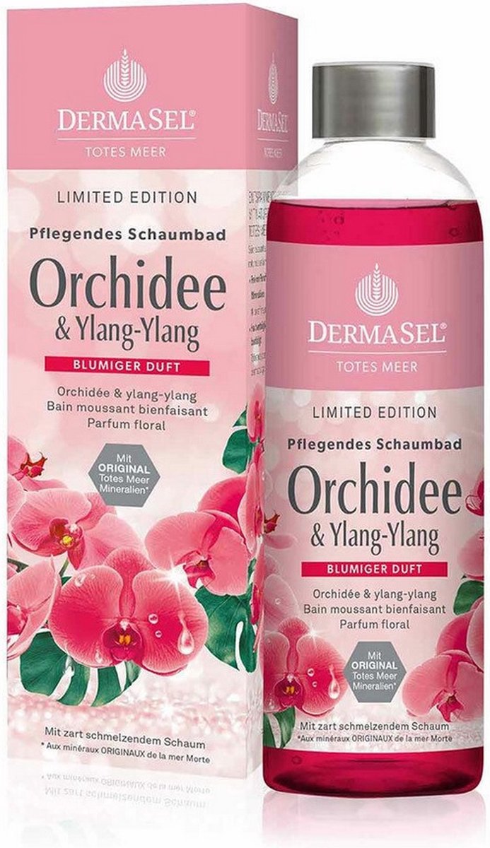 DermaSel Orchidee & Ylang-Ylang badschuim 250 ml - Verzorgende badschuim met Dode Zee-mineralen - Limited Edition - Totes Meer Pflegendes Schaumbad Orchidee & Ylang-Ylang