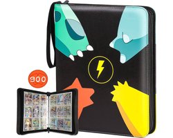 foto van Verzamelmap kaarten - 900 Kaarten - 100 Pagina’s map - 9 Pocket / vakken - A4 Formaat - Box - Binder -Zwart