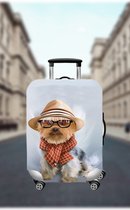 Koffer Beschermhoes - Elastisch kofferhoes met hond afbeelding - Medium
