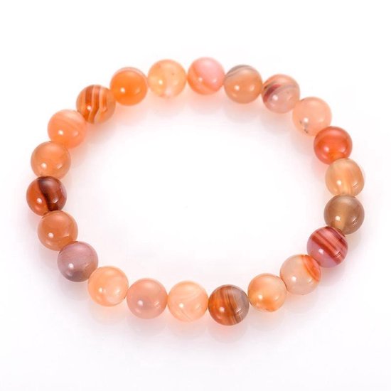Bixorp Gems Bracelet en pierres précieuses de cornaline - Bracelets de perles de pierres précieuses polies - 20 cm
