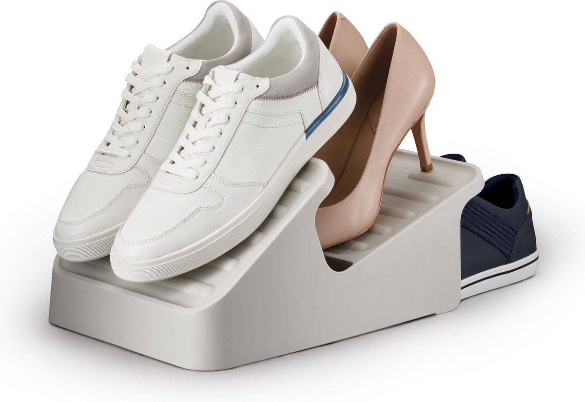 Joseph Joseph Shoe-In™ Ruimtebesparend Schoenenrek – Ecru – Stapelbaar & Modern Design - 3 Paar Schoenen