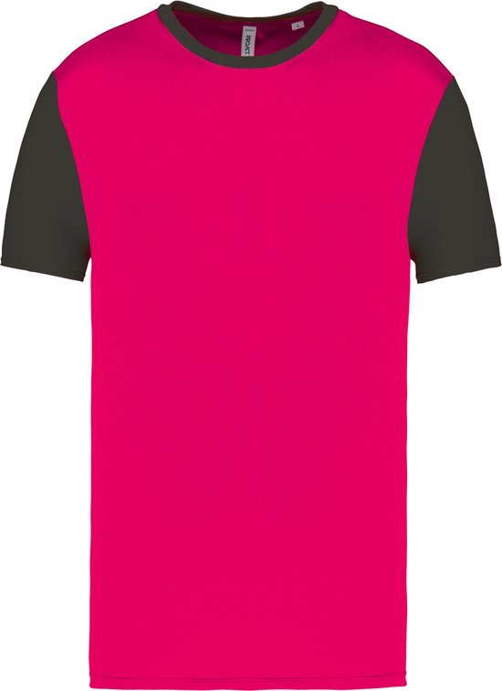 Tweekleurig herenshirt jersey met korte mouwen 'Proact' Pink/Dark Grey - 3XL