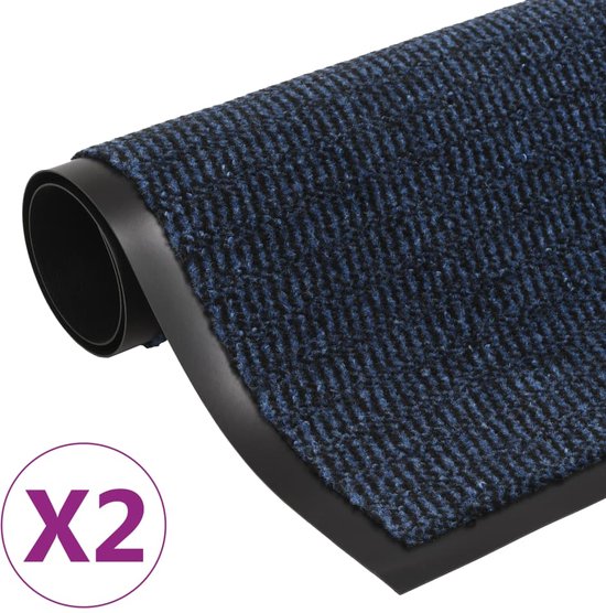 vidaXL-Droogloopmatten-2-st-rechthoekig-getuft-90x150-cm-blauw