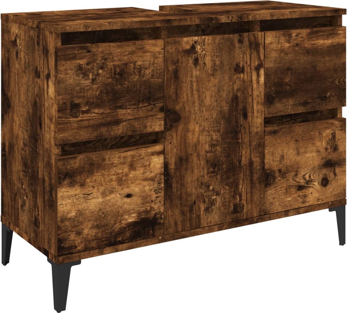 Wastafelkast 80x33x60 cm bewerkt hout grijs sonoma