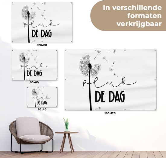 Posters de jardin en plein air Citations - Seize the day - Carpe diem - Dictons - 90x60 cm - Toile de jardin - Affiche d'extérieur