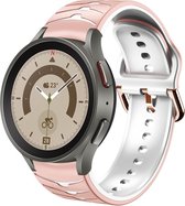 Siliconen bandje - geschikt voor Samsung Galaxy Watch 6 / Watch 6 Classic / Watch 5 / Watch 5 Pro / Watch 4 / Watch 4 Classic - roze-wit