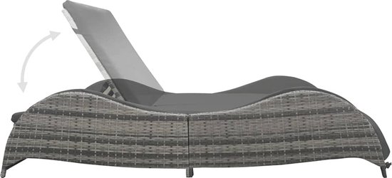 VidaXL Ligbed tweepersoons met kussen poly rattan antraciet