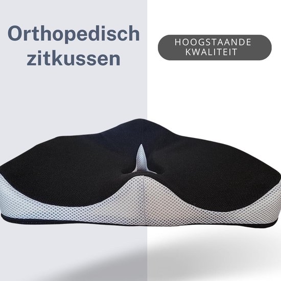 Ergonomisch Zitkussen - Orthopedisch Zitkussen - Stuitkussen - Kussen - Compact - Multifunctioneel - Antislip - zwart/wit