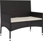 vidaXL-Tuinbank-2-zits-met-kussens-poly-rattan-zwart