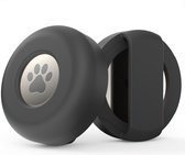 What's Goods® Étui de protection/support en silicone pour collier pour chien et chat adapté à Apple Airtag - Zwart