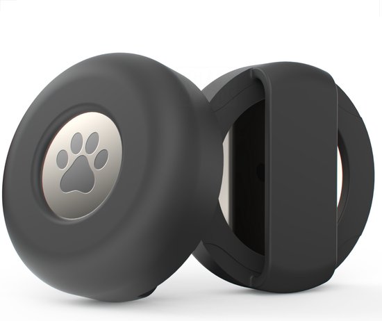 What's Goods® Hond en kat huisdieren siliconen halsband bescherm hoesje/houder geschikt voor Apple Airtag - Zwart
