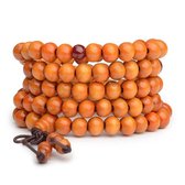 Marama - Mala armband oranje - sandelwood - elastisch - 108 kralen
