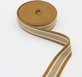 5 meter Gestreepte Tassenband,Breedte 32MM, Kleur 161 Bruin/Beige