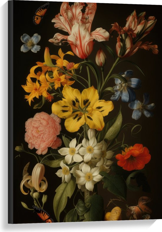 Canvas - Boom van Verschillende Soorten en Kleuren Bloemen - 60x90 cm Foto op Canvas Schilderij (Wanddecoratie op Canvas)