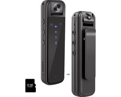 Narvie - Clip Mini Verborgen Camera Incl. 32GB Geheugenkaart -Foto's en video' s- Draagbare Spy Camera - Webcam - 2000 pixel - Beweging Sensor - Oplaadbaar - Zwart