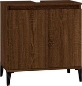 vidaXL - Wastafelkast - 58x33x60 - cm - bewerkt - hout - bruin - eikenkleur