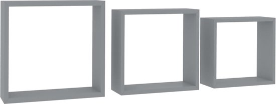 vidaXL Étagères murales Cube 3 pcs MDF Gris - Étagères murales - Étagères murales - Étagère flottante - Étagères flottantes