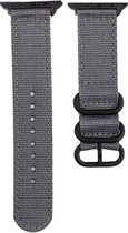 Nylon bandje - geschikt voor Apple Watch Series 1/2/3/4/5/6/7/8/9/SE/SE 2 met case size 38 mm / 40 mm / 41 mm - grijs