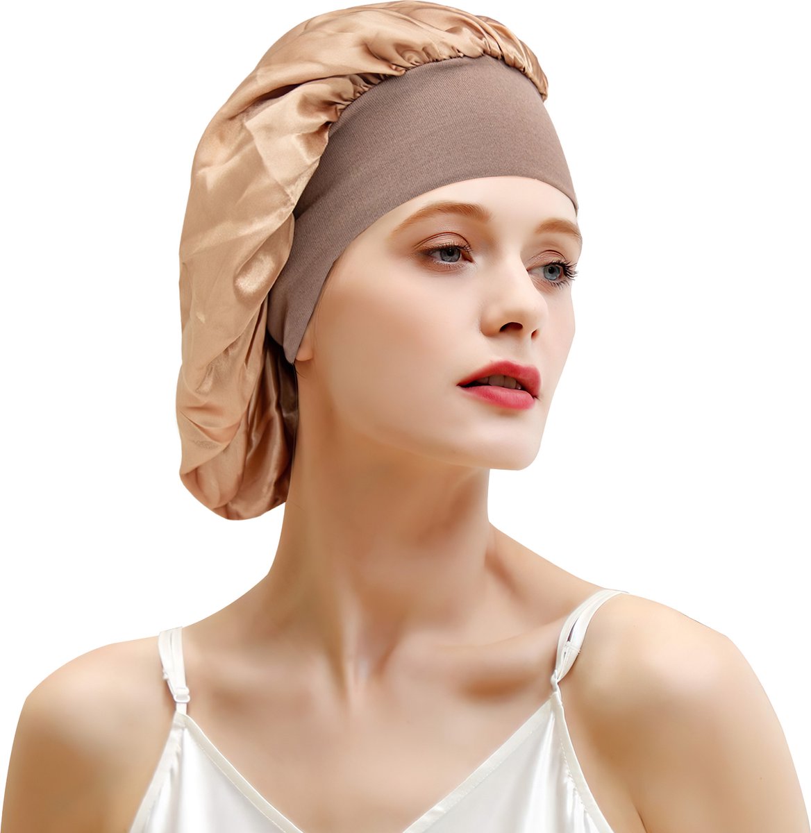 Satijnen Slaapmuts - Slaapmuts - Satijn - Volwassenen - Dames - Satin Bonnet - Satijnen Bonnet - Gold