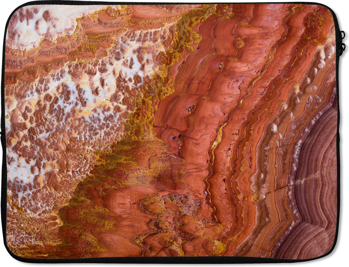 Laptophoes 17 inch - Marmer print - Natuursteen - Textuur - Laptop sleeve - Binnenmaat 41x28 cm - Zwarte achterkant