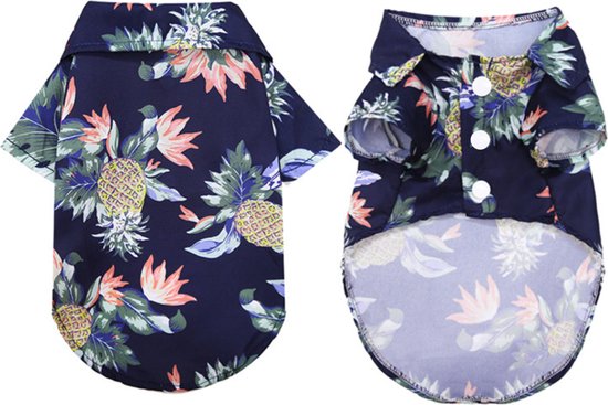 Hawaii Shirt Hond - Hondenkleding - Ruglengte 35cm - Blouse - Drukknoopjes