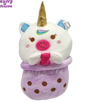 Happy Trendz® - 35 cm Unicorn Bubble tea Boba knuffel pluche - Paars avocado - Cute - Kawaii knuffel - Fan - Zacht - Squishy - Cadeau - Gift -