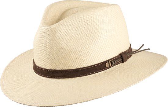 Handgemaakte Panama hoed strohoed zomerhoed kleur naturel maat L 59 60 centimeter