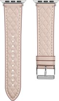 Leren bandje - geschikt voor Apple Watch Series 1/2/3/4/5/6/7/8/9/SE/SE 2 met case size 38 mm / 40 mm / 41 mm - zacht roze
