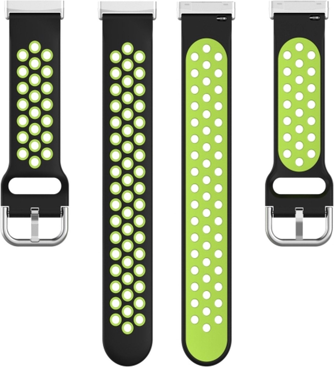 Siliconen bandje - geschikt voor Fitbit Versa 4 / Sense 2 - zwart-limoengroen