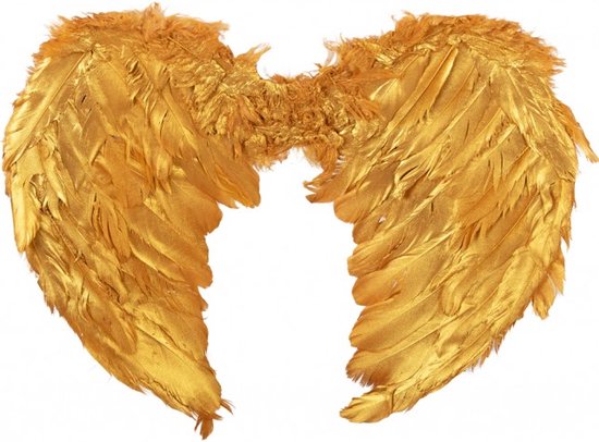 Ailes d'ange avec plumes dorées 35 x 60 cm