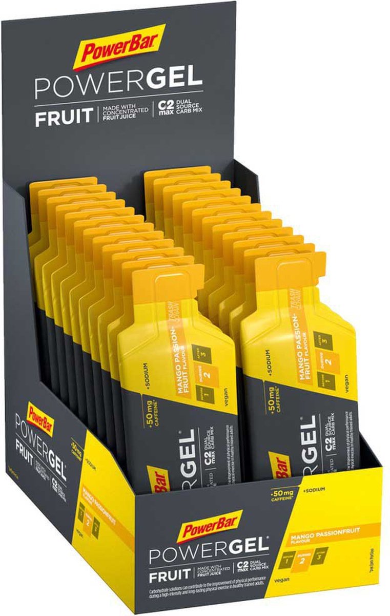 Goedkoopste Powerbar Energiegels | Powergel Original | Mango Passionfruit (met cafeine) 24x41g