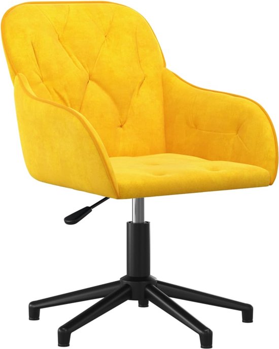 vidaXL - Kantoorstoel - draaibaar - fluweel - geel