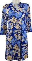 Angelle Milan – Travelkleding voor dames – Blauw/creme bloemen Jurk – Ademend – Kreukherstellend – Duurzame jurk - In 5 maten - Maat XL