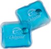 Twee blauwe herbruikbare warmtepakken met Relaxxed logo.
